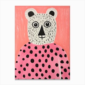 Pink Polka Dot Lemur Canvas Print