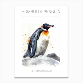 Humboldt Penguin Petermann Island Watercolour Painting 5 Poster Canvas Print