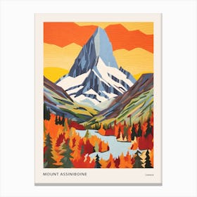 Mount Assiniboine Canada 3 Colourful Mountain Illustration Poster Canvas Print