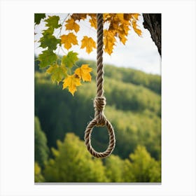 A Rope That Is Attached To A Tree Canvas Print