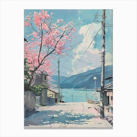 Beppu Japan 2 Retro Illustration Canvas Print