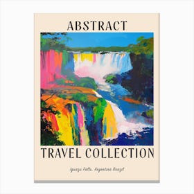 Abstract Travel Collection Poster Iguazu Falls Argentina Brazil 2 Canvas Print