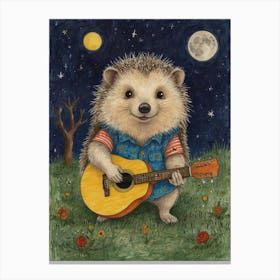 Hedgehog Playing Guitar 26 Canvas Print