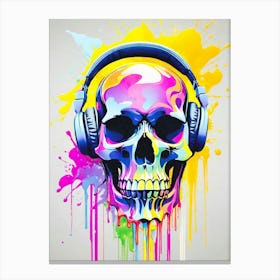 Skull With Headphones 93 Canvas Print