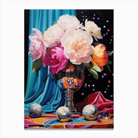 Disco Ball And Flowers And Pearls Still Life 3 Canvas Print