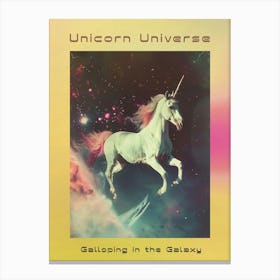 Unicorn Galloping In Space Poster Canvas Print