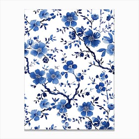 Blue And White Floral Pattern 7 Canvas Print