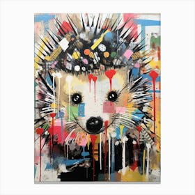 Graffiti Wildlife: The Basquiat-Style Hedgehog Canvas Print