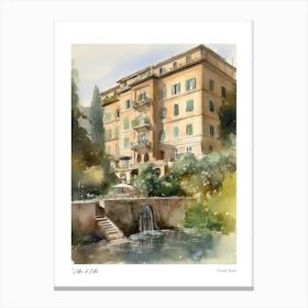 Villa D'Este, Tivoli, Italy 1 Watercolour Travel Poster Canvas Print