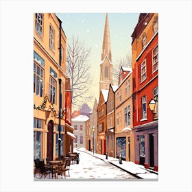 Vintage Winter Travel Illustration Bristol United Kingdom 2 Canvas Print