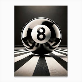 Black And White Billiard Eight Ball Canvas Print