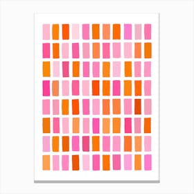 Pink And Orange Rough Sketchy Blocks Pattern Canvas Print