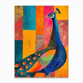 Rectangular Peacock Warm Tones Canvas Print