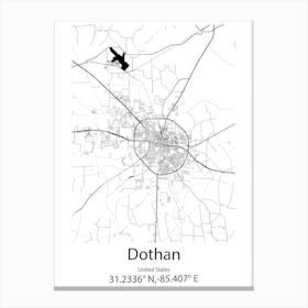 Dothan,United States Minimalist Map Canvas Print