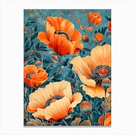 Poppies Inspired By William Morris 4 Canvas Print