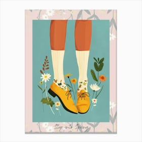 Step Into Spring Yellow And Pink Flower Shoes 3 Canvas Print