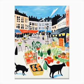 The Food Market In Oslo 2 Illustration Canvas Print
