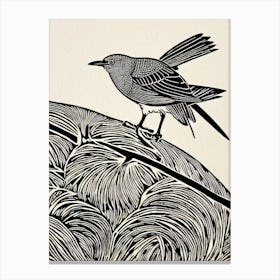 Cuckoo Linocut Bird Canvas Print