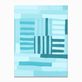 Painted Color Block Grid In Mint Canvas Print