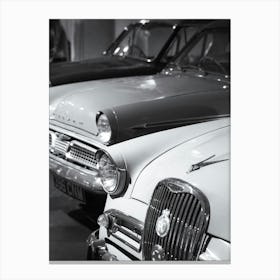 Black And White Photograph Of Classic Cars Canvas Print