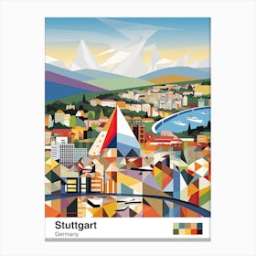 Stuttgart, Germany, Geometric Illustration 4 Poster Canvas Print