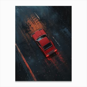 Red Car In The Rain 1 Canvas Print