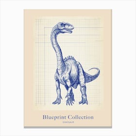 Dinosaur Blue Print Style 3 Poster Canvas Print
