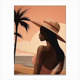 Afro-American Woman On The Beach Canvas Print