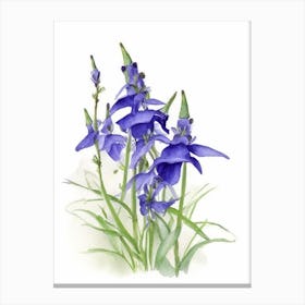 Blue Lobelia Wildflower Watercolour 1 Canvas Print