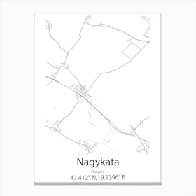 Nagykata,Hungary Minimalist Map Canvas Print