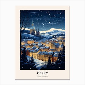 Winter Night  Travel Poster Cesky Krumloy Czechia Canvas Print