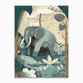 Elephant Jungle Cartoon Illustration 2 Canvas Print