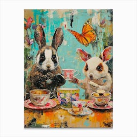 Kitsch Cute Animal Tea Party 1 Canvas Print