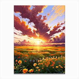 Sunset In The Meadow 42 Canvas Print