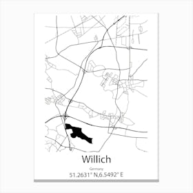 Willich,Germany Minimalist Map Canvas Print