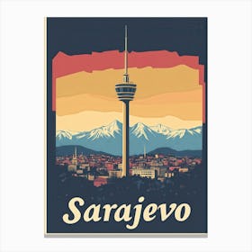 Aihrgdesign A Retro Travel Poster For Sarajevo Canvas Print