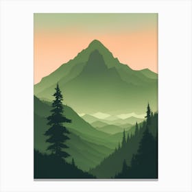 Misty Mountains Vertical Composition In Green Tone 17 Canvas Print
