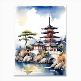 Japanese Landscape Watercolor Painting (55) 1 Canvas Print