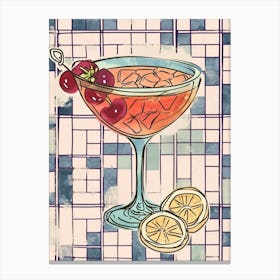 Fruity Cocktail Illustration A Tiled Background 2 Canvas Print