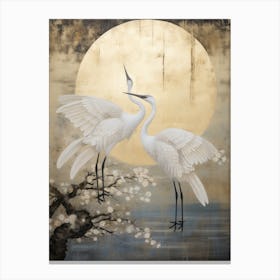 Egrets In The Moonlight Canvas Print