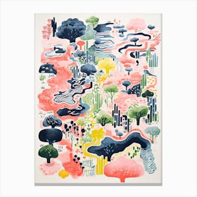 Kenrokuen Gardens Abstract Riso Style 2 Canvas Print