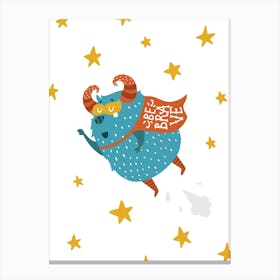 Little Monsters Flying Be Brave Canvas Print