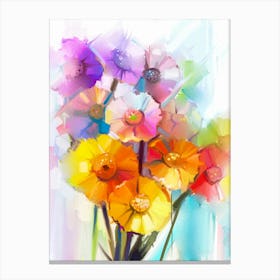 Watercolor Flowers In A Vase Canvas Print