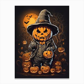 Halloween Pumpkin Witch 1 Canvas Print