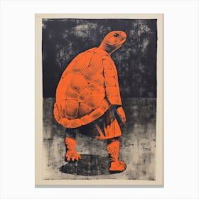 Turtle, Woodblock Animal  Drawing 3 Canvas Print