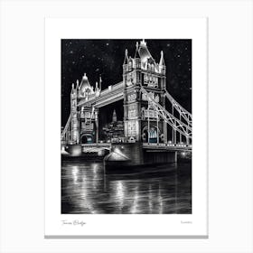 Tower Bridge London Pencil Sketch 2 Canvas Print
