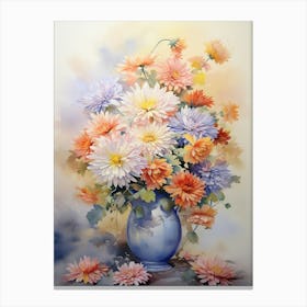 Floral Harmony: Chrysanthemum Vase Poster Canvas Print
