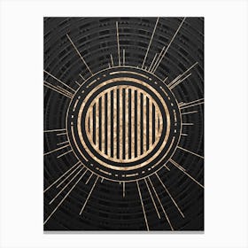 Geometric Glyph Symbol in Gold with Radial Array Lines on Dark Gray n.0182 Canvas Print