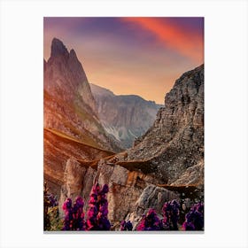 Sunset In The Dolomites Canvas Print