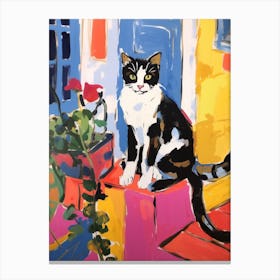 Painting Of A Cat In Tangier Morocco 4 Canvas Print